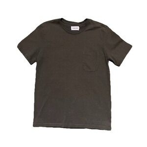 Taylor Stitch Heavy Bag Tshirt Chest Pocket Dark Olive Green Size 38/S Travel